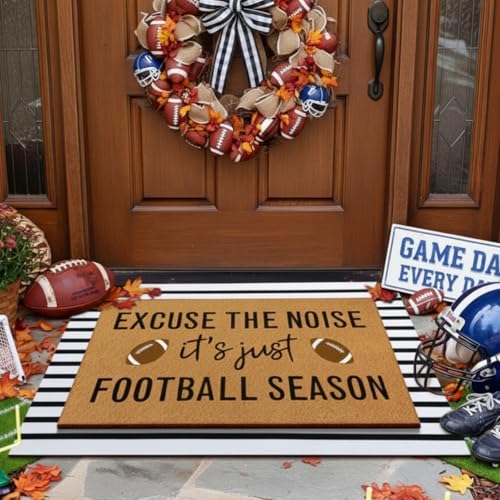 Tinideya 2 Pcs Football Layered Doormat Set for Game Day Front Porch
