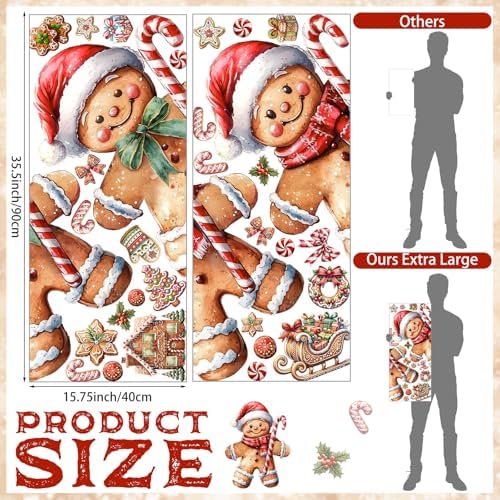 Epakh 2 Sheets Christmas Gingerbread Window Clings Static Decals