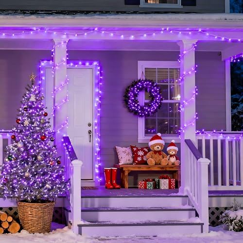JMEXSUSS Connectable 91.5ft 250 LED Purple Halloween String Lights Indoor