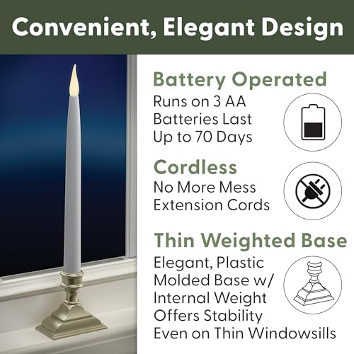 612 Vermont Battery Operated LED Taper Window Candles with Timer