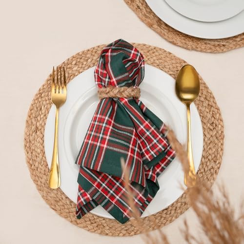 Blue Needles Gingham Buffalo Plaid Cotton Dinner Napkins Set of 12-18"x18"