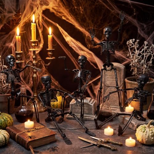 Geelin 6 Pack Halloween Black Skeleton 16" Posable Hanging Decorations