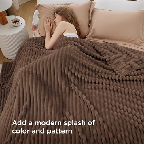 Bedsure Soft Queen Size Blanket for Bed Brown 90"x90"