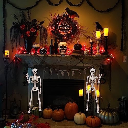 XIMISHOP 2pcs Skeleton Halloween Decoration, 16” Hanging Plastic Skeleton