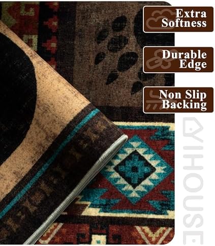 YIHOUSE 8x10 Rustic Cabin Area Rugs for Living Room, Brown
