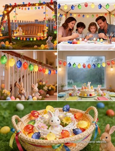 UL 12FT Connectable Easter Lights, 20 LED Electroplated Vintage Eggs