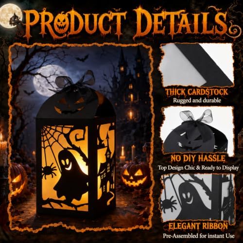 8 Sets Halloween Centerpiece Table Decorations Light up Paper Lantern Box