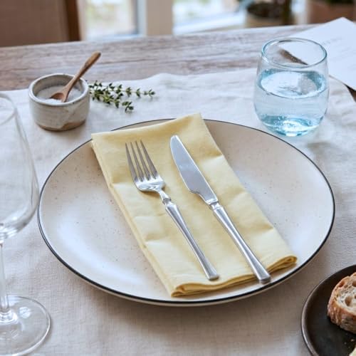 Cloth Napkins Set of 12, 100% Cotton Dinner Napkins for Thanksgiving, Christmas & Fall Entertaining, Washable Reusable Table Linens for Wedding & Everyday Use, 18 x 18 Inch, Light Yellow