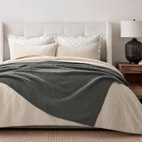 EVERGRACEHOME Chunky Chenille Knit Throw Blanket, 60 x 80, Charcoal Gray