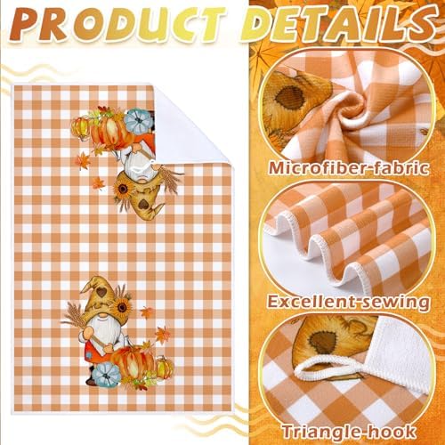 Geyoga Set of 6 Fall Kitchen Towels Autumn Dish Towels Scarecrow Hand Towel