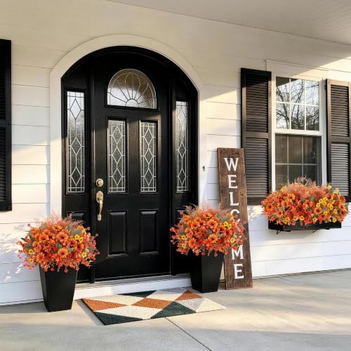 INQCMY Artificial Fall Flowers for Outdoor Porch Decoration,12pcs Fake Mums