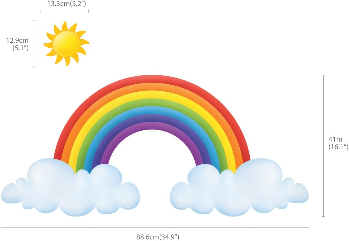 SG2-1713 Rainbow and Clouds Kids Wall Stickers Wall Decals Peel and Stick Removable Wall Stickers