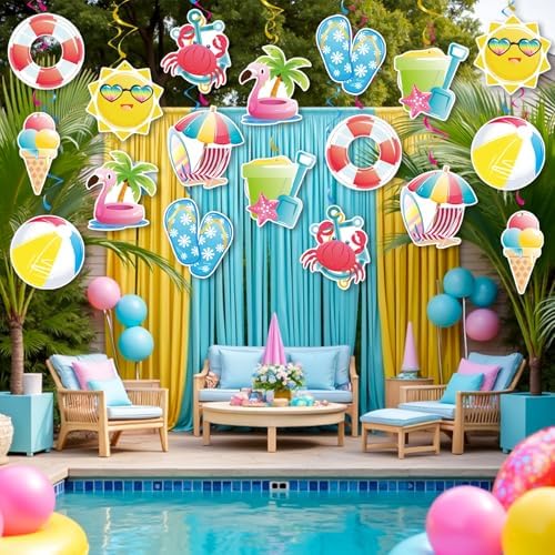 Summer Pool Hanging Swirls, 36 Pcs