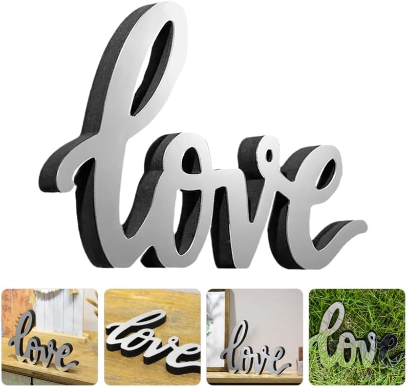 Mirror Surface Decor Letter Sign Love Desk Ornament Acrylic Freestanding Tabletop Sign