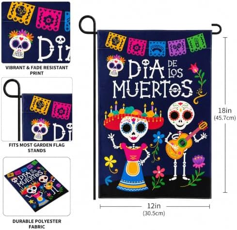 Dia De Los Muertos Decorations - Mexican Sugar Skull Garden Flag