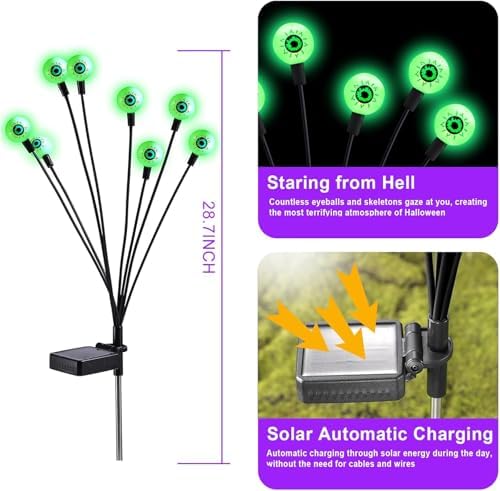 ASMAD Halloween Decorations Outdoor Solar Scary Eyeball Lights,8Pack 64LEDs