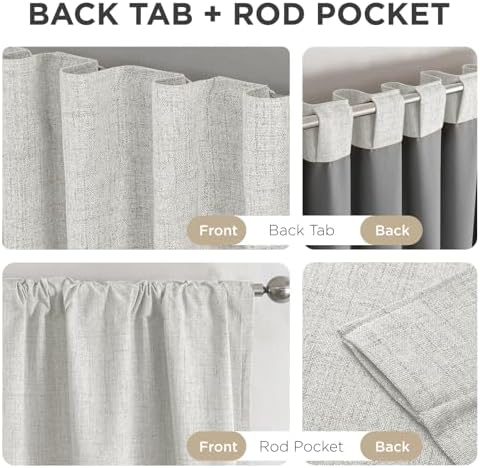 Joydeco Blackout Curtains for Bedroom - 63 Inch Long 100% Light Blocking 2 Panels Set White Drapes, Thermal Insulated
