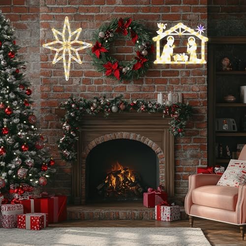 TRWYMZ 17" Christmas Window Silhouette Lights Decorations