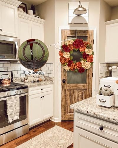 Fall Wreaths for Front Door 24 inch Autumn Wreath with Hydrangeas Berries