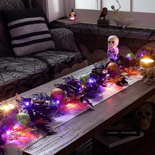 Valery Madelyn 6ft Pre-Lit Halloween Garland for Mantle Party Decorations