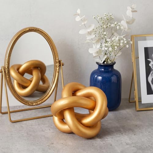 Yalikop 3 Link Wood Knot Decor Rustic Table Shelf Accents, Gold