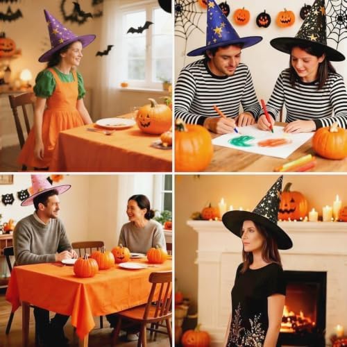 4pcs Witch Hat, Wizard Hat for Women Men, Witches Hat Halloween Decor
