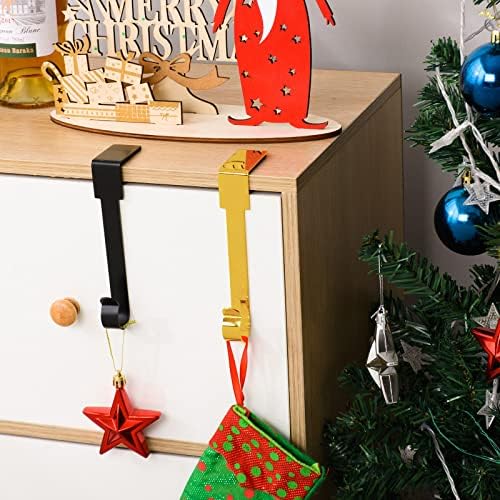 6 Pcs Christmas Stocking Holders Mantel Hook Hangers Fireplace Hooks Hanger Christmas Stocking Hook Fireplace Hanger Grip for Christmas Party Decorations (Gold, 6)