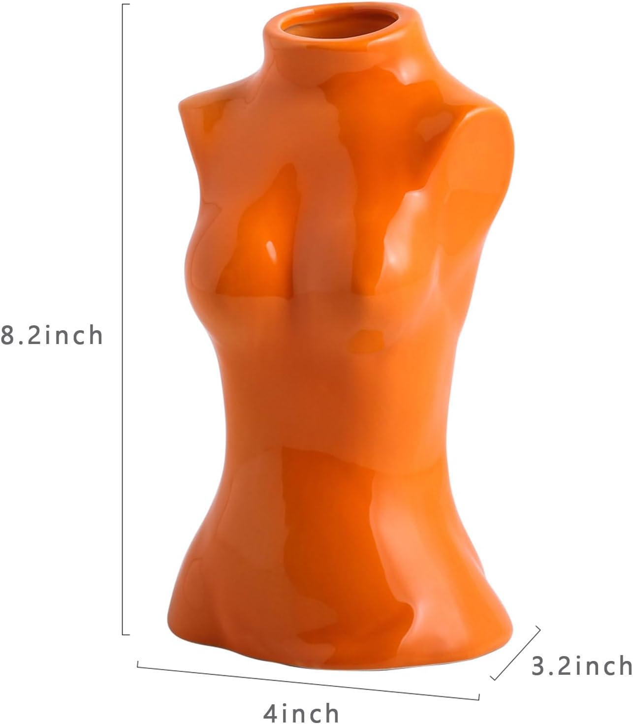 Small Ceramic Vase for Flowers Modern Art Vase / Female Vase- Orange