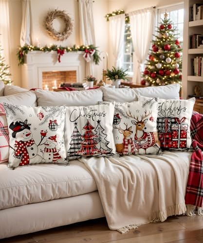 Christmas Pillow Covers Decorative for Couch Sofa Livingroom Outdoor Christmas Home Decor