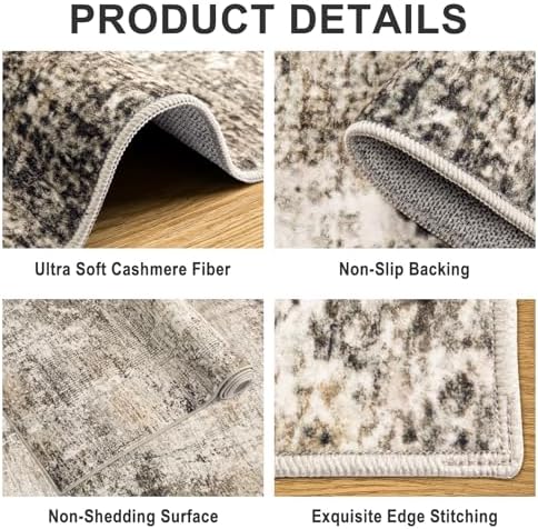 PLHXFR 6x9 Area Rug Living Room: Abstract Washable Carpet Brown Black