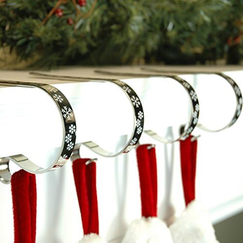 Haute Decor The Original MantleClip® Stocking Holder 4 Pack - Hang Christmas Stockings Safely and Securely from Mantels Up to 3 Inches Thick
