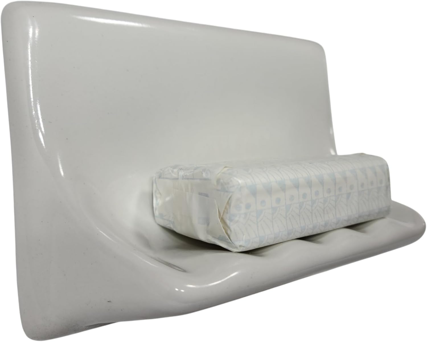Snow Ceramic Tile Soap Dish Shower Tray Vintage Mid Century Modern Retro / White