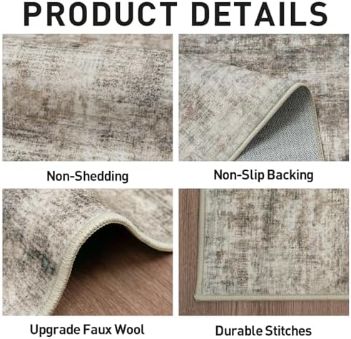 2'6''x8' Runner Rugs Washable Rug: Modern Abstract Hallway Brown Black Carpet