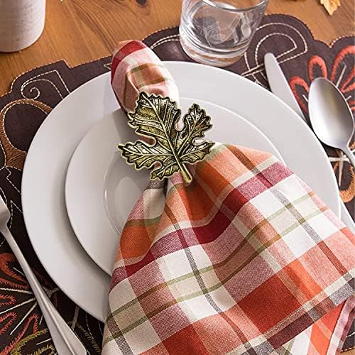 STMK Set of 12 Maple Leaf Napkin Rings, Fall Napkin Rings Alloy Napkin Holder for Fall Thanksgiving Day Theme Party Autumn Table Decorations