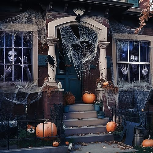 Newwiee 2 Pcs Scary Halloween Curtain Window Silhouette Cover, Spooky Ghost