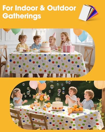 Niuara Birthday Balloon Plastic Table Cloth Disposable, 4 Pack, 54 x 108 in
