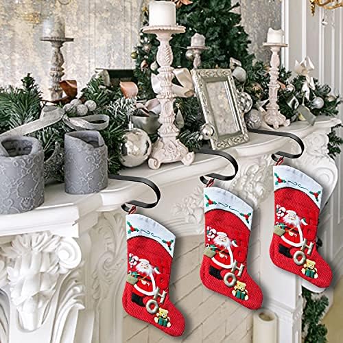 6 Pcs Christmas Stocking Holders Metal Mantel Stocking Hangers Adjustable Hanging Grip Stockings Clip Set (6, Black)