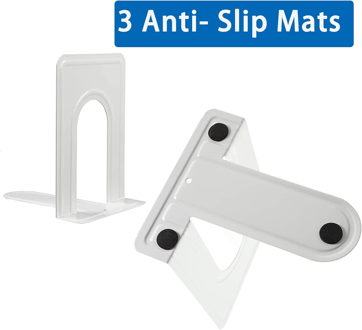 Metal Bookends / Book Shelf Holder Home Decorative / 4 Pair / White / 6.5 x 5