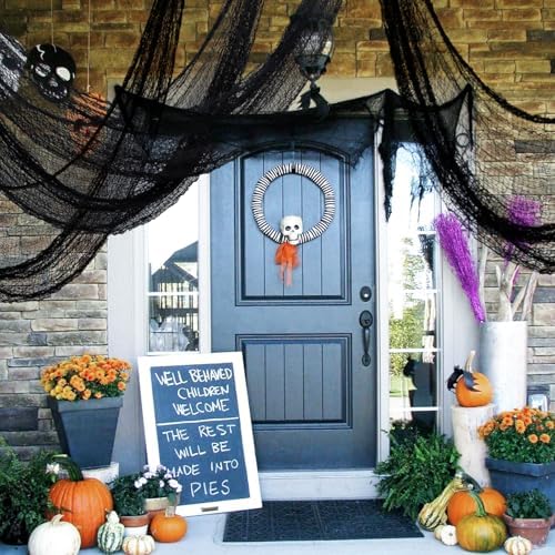 6-Pack 30 x 72 inches Halloween Creepy Cloth Decorations, Black