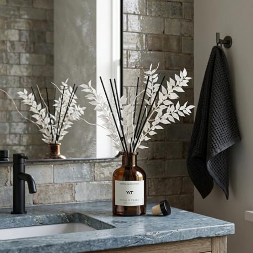 WEALD TRIBE Reed Diffuser Set for Bathroom Air Fresheners, Oil Diffuser Sticks | White Tea Scent 4.0 fl oz Home