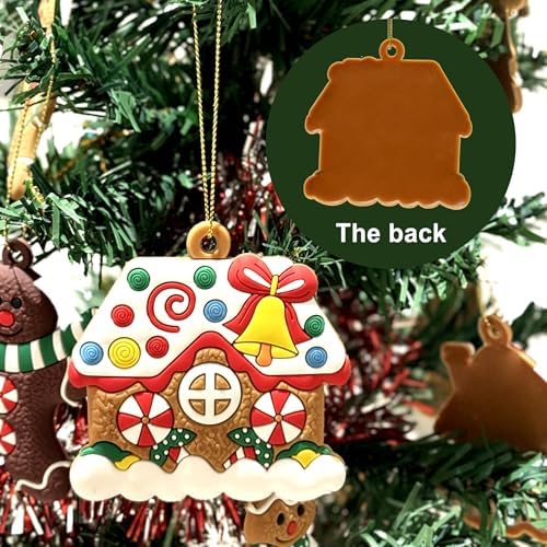 16 PCS Gingerbread Man Ornaments for Christmas Tree, Gingerbreads House Ornament, Christmas Tree Hanging Party Decor for Xmas Home Kitchen Holiday Decor