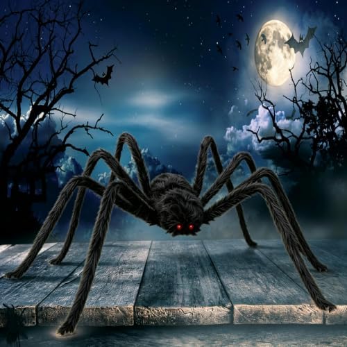 Halloween Decorations, 200" Triangular Spider Web +59" Giant Spider