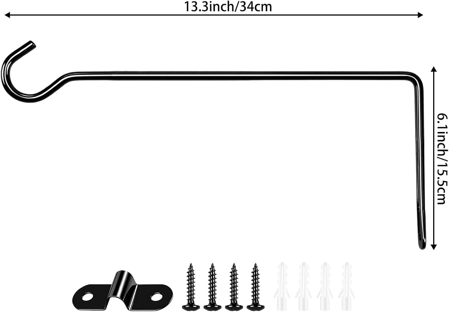 Metal Plant Hanger / Black / 13.3 In-straight Hook / Set of 2