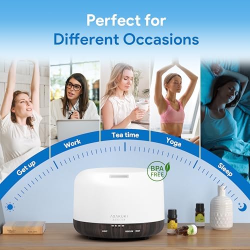 ASAKUKI Essential Oil Diffuser for Home, 500ML Aromatherapy Humidifier