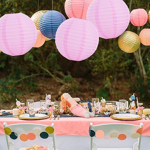 BEISHIDA 12-Inch Round Paper Lanterns Hanging Decorative Chinese Paper Lanterns Lamp for Valentine Birthday Wedding Party Decoration and Baby Bridal Shower（6 Packs） Pink