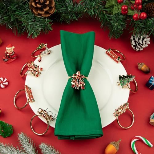 12 Pcs Christmas Napkin Rings Holiday Napkin Holders