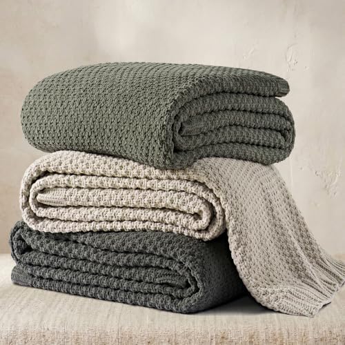 EVERGRACEHOME Chunky Chenille Knit Throw Blanket, 90 x 90, Warm Gray