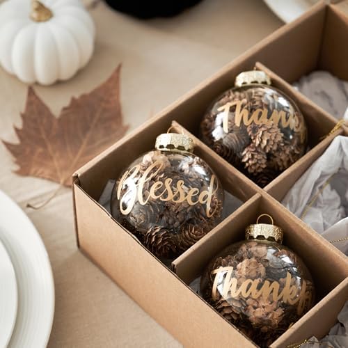 DN DECONATION Christmas Decor Tree Ornaments, 3.15" Glass Hanging Balls