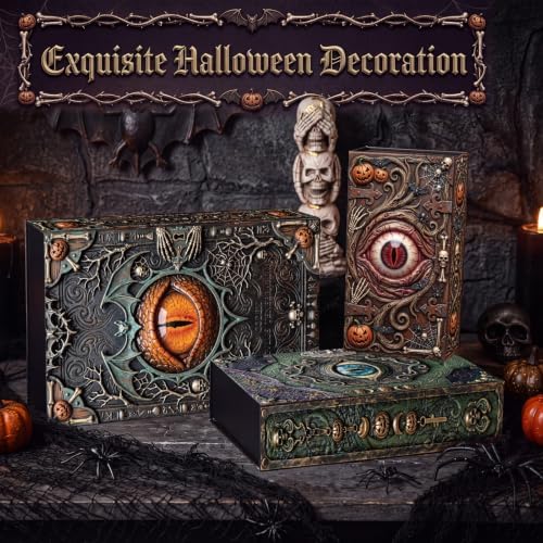 Threehoney 3 Pack Halloween Eye Spell Book Boxes Nesting Storage Decor