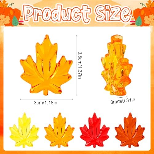 120Pcs Fall Thanksgiving Ornaments, Maple Leaves Vase Filler